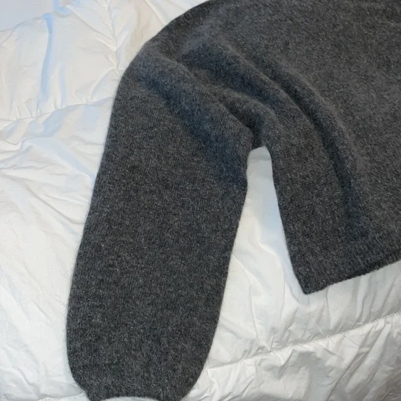 Christian Dior gray color block sweater full puff sleeve M angora